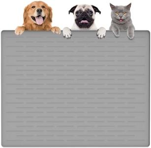 Largest Dog Food Mat, 39.5"x29.5" Silicone Dog and Cat Mat for Food and Water Bowls, Thinken Waterproof Non-Slip XXXL Pet Feeding Mat for Floors (Grayish White)