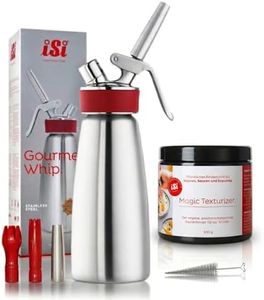 iSi Sahnespender 500ml Edelstahl – Profi Sahnesyphon für Schlagsahne & Espuma – Gourmet Whip inkl 3 Tüllen & Reinigungsbürste – Sahnesiphon Flasche + Magic Texturizer