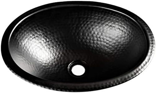 Monarch Abode 19103 Matte Black Hand Hammered Oval Drop-in Bathroom Vanity Sink (17 inches)