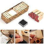 KBNIAN Wooden Rubber Stamps Kit, 40 Pcs Alphabet Rubber Stamps Letters, Numbers and Punctuation Set Letter Ink Stamps Small Alphabet Stamps with Stamp Pad Stamp Set for Arts, Crafts, Card Making