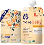 Cerebelly Organic Butternut Squash & Chicken Bone Broth Puree | 6+ Stage 1 2 Months Baby Food Pouches | Non-GMO, Tested for Heavy Metals | Protein, Healthy Fats, 16 Nutrients | 4 Oz Pouch (12 Pack)