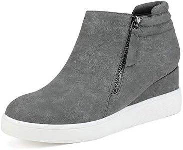 DREAM PAIRS Womens Grey Casual Platform Wedge Sneaker Booties Size 10 M US Wedge-Snkr-2, Grey-2