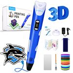 Sunfuny 3D Pen Kid, 3-Dimensional Printing Pen with 150ft 15 Color 1.75mm PLA Filament Refill, 3-D Drawing Printer Pencil Set, Stylo Impression 3D Crayon Craft Kit Gift for Kids 6-8 9-12, Dark Blue