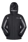 Mountain Warehouse Samson Kids Waterproof Jacket - Taped Seams Rain Jacket, Adjustable Cuffs Boys Triclimate Coat, Mesh Lined Girls Raincoat - For Travelling Black Teen Size 13 Years