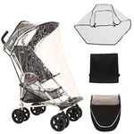 MobiQuip XL Pushchair Travel Accessories Pack, Sun Hood with Vision Panel, Protective Rain Cover, Handy Storage Basket, to Fit MobiQuip XL Buggy, Co-ordinates with Black MobiQuip XL Stroller