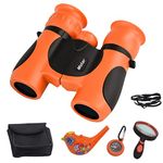 Mstar 8x21 Small Kids Binoculars Childrens Binoculars Real Kids Binoculars 4,5,6,7,8,9,10 Years Old Child Binoculars for Bird Watching (Orange)