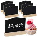 12 Pcs Mini Chalkboard Signs, Double Sided Small Blackboard, Kitchen Notes Chalk Boards with Stands, Chalk and Eraser for Message Signs Place Cards Table Numbers Shop Buffet Cafe Party