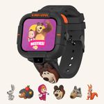 Elari KidPhone Masha and the Bear - 4G Kids Smart Watch Phone GPS Tracker for Boys and Girls, KidGram messenger with safe content, 2-way audio and video calls, SOS button, 2 cameras (Black)