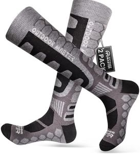 OutdoorMaster Merino Wool Ski Socks, 2/3 Pairs Over The Calf Non-Slip Cuff for Men & Women, Winter Snowboard Thermal Socks