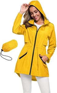 Womens Jackets Lightweight Casual Yellow Waterproof Jacket Rain Slicker Y M