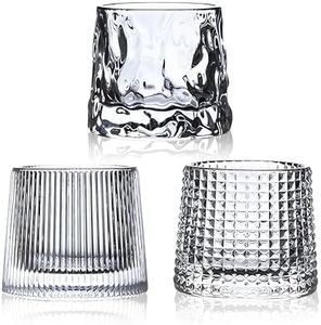 RareCi Flat bottom Crystal Whiskey Glasses, Small 5OZ Scotch Glasses Set of 3, Old Fashioned Glasses,Heavy Bottom Rocks Glasses for Drinking Bourbon, Rock,Cocktails（Small Size）