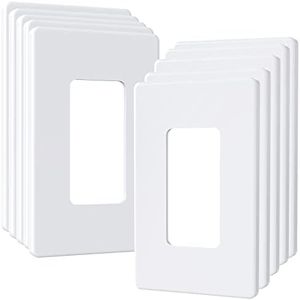 Amerisense Outlet Cover, Screwless Decorator Wall Plate, Light switch Power Plug Cover, 1-Gang Standard Size, White, 10 Pack,UL listed