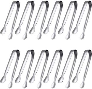 JCREN 12 Pack Serving Tongs, Small Serving Utensils for Catering, Food-Grade 304 Stainless Steel Serving Tongs Appetizer Tongs Sugar Tongs for Tea Party Coffee Bar, 4" Mini Kitchen Tongs - Silver