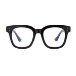 Large Blue Light Blocking Glasses Women - Anti Blue Ray Computer Gaming Glasses, Anti Eyestrain & UV Glare Oversized Computer Eyeglasses (Black)