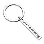 Stainless Steel 2 Year & Counting Happy Anniversary Keychain for Couple Parent Husband Wife Friends Women Men 2th Anniversary Jewelry Gifts (2nd)