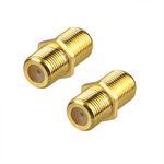 VCE Coaxial Cable Connector, RG6 Coax Cable Extender F-Type Gold Plated Adapter Female to Female for TV Cables,2 Pack