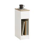 SoBuy FBT111-WN, Bedside Table Nightstand Side Table End Table Sofa Table Telephone Table Lamp Table with Drawer, White & Natural