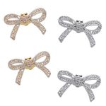 2 pairs Bow shoe clips for women heel shoes rhinestone for Shoe Decoration, Clip on Shoe Embellishments, Detachable, Gold and Silver