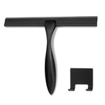HIWARE All-Purpose Shower Squeegee for Shower Doors, Bathroom, Window and Car Glass - Black, Stainless Steel, 10 Inches