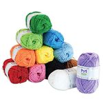 Acrylic Yarn | 1312 Yards | Large 50g Skeins | 12 Multicolor Knitting and Crochet Yarn Bulk – Starter Kid Kit for Colorful Crafts Finger Knitting - 7 Ebooks with Yarn Patterns - by Mira HandCrafts