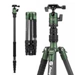 Fotopro 59" Carbon Fibre Tripod for Camera, Compact Travel Tripod with Ball Head, Detachable Monopod with Quick Release Plate and Bag, Load up to 8KG/17.63lbs