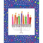 Amscan Joyous Hanukkah Festival Playful Menorah Medium Glitter Bag (1 Pack), 9 1/2" x 8" x 4 1/2", Blue