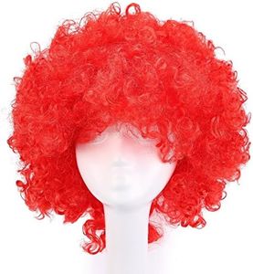 MapofBeauty 35cm Fashion Holiday Fluffy Funny Show Clown Wig (Red)