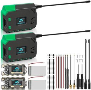 YELUFT 2 Pack ESP32 LoRa V4 Development Board with 3000mAh Battery & Case Set, Integrated WiFi Bluetooth 915MHz LoRa, 0.96-inch OLED Display, Type-C Interface for Meshtastic