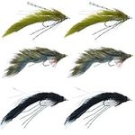 The Fly Fishing Place Muddy Buddy Zuddler Cone Head Lunchables Streamer Fly Fishing Flies Assortment - Bass and Big Trout Streamers Fly Fishing Fly Collection - 6 Flies Size 2 and 4