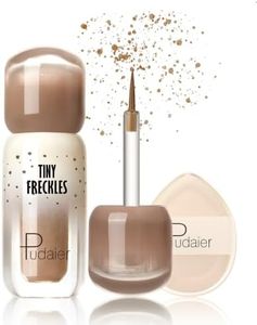 Pudaier Freckle Pen - Waterproof Faux Freckle Stamp Pen With a Silicone Puff, Liquid Freckle Natural-Looking Freckle Makeup, Long-Lasting Magic Fake Freckles Marker for Sunkissed Makeup, 03 Coffee