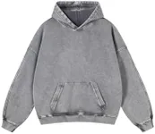 Adenorah Mens Oversized Hoodies Pullover Fall Acid Wash Plain Preppy Hoodies for Women Streetwear Aesthetic Cotton Hooded Sweatshirt, Grey, Small