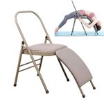 NUCARTURE 2 in 1 Yoga Chair with Back Support for Women Foldable Meditation Chairs with Lumbar Back Support Cushion Seat for Yoga, Fitness & Meditation Holds Upto 150kg(79L x 46W x 82H cm)