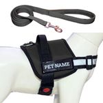 PAYTON PERRY Customized Dog Harness with Leash | Dog Harness with Name | Personalized Dog Vest Harness, No Pull, Adjustable (XL, Black, Recommended for 35+KG Pets)