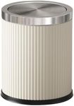 LEASYLIFE Bathroom Trash can with lid,Flip Lid Trash Can for Bedroom,Hide The Garbage Bag,Medium Garbage Can for Living Room,Hotel,(15L-White-Silver)
