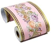 Ssamall 10Meters Vintage Wallpaper Border Peel & Stick Wall Borders Bathroom Kitchen Decor Sticker (Pink Floral)