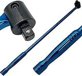 Autojack 750mm Breaker Bar, 1/2" Sq Dr 24" Socket Wrench, Flexi Knuckle Blue Chrome Finish for Removing Wheel Nuts