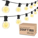 RTTY Outdoor String Lights 200ft, 2 Pack 100ft G40 Led Patio Lights with 52pcs Plastics Bulbs,Waterproof Shatterproof Dimmable Globe Outside Hanging Lights for Patio Cafe Bistro Backyard Gazebo