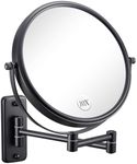 Wall Mounted Makeup Mirror - 1X/10X Magnifying Mirror for Wall, 8 Inch Double Sided 360° Swivel Extendable Bathroom Mirror for Shaving, Black DECLUTTR