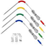 4-Pack Grill Probe Replacement for Weber Igrill 2,Igrill Mini,Igrill 3 with 2 Probe Clip Holders, Weber igrill Replacement Probe Temperature Probe(Blue/Red/Green/Yellow)