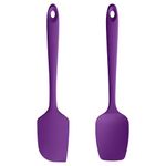 U-Taste Flat and Spoon Spatula: 11.38in 600ºF Heat Resistant Silicone Bowl Scraper, Food Grade Flexible Rubber Kitchen Cooking Mixing Utensil, Seamless for Nonstick Cookware (2 PCS, Purple)