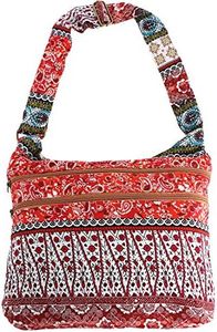 kilofly Bohemian Hippie Cotton Cloth Multi Pockets Shoulder Bag Handbag Tote