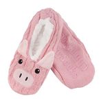 BambooMN Adult Super Soft Warm Cozy Animal Slippers Non-Slip Lined Socks, 1 Pair, Pink Pig, Medium (UK Size 4-5)