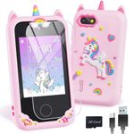 BAISIQI Kids Phone for Girls, Toddler Unicorn Phone Toys for 3 4 5 6 7 8 Year Old Girls, Christmas Birthday Gifts Learning Toys for Kids Age 3-8, Dual Camera Phone with Music Player-Pink