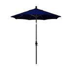 California Umbrella 7.5' Sun Master Series Patio Umbrella With Bronze Aluminum Pole Fiberglass Ribs Collar Tilt Crank Lift With Sunbrella 1A True Blue Fabric