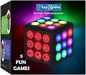 PlayRoute Light Up Cube Toy – 5 Electronic Brain & Memory Games for Kids Boys & Girls Ages 6 7 8 9 10-12 Years Old and Up – Holiday or Birthday Gift Idea for Kids Teens – Top Travel Game, Black