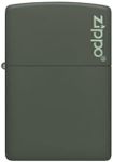 Zippo Windproof Lighter - Zippo Logo & Flame - Green Matte Finish - Refillable, Lifetime Use - Adjustable Flame - Gift Box - Metal Construction - Made in USA