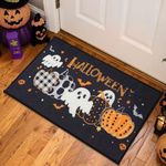 COSY HOMEER Halloween Festival Decor Doormat Indoor, 76x43 cm Nonslip Welcome Doormatts for Floor, Entrance Rug Machine Washable, Pumpkins Party Pattern
