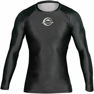 FUJI Baseline Ranked Long Sleeve Jiu Jitsu Rashguard, BJJ Rashguard for Men and Women, Size, Medium, Black