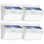 Peaur 4 Pack Solar Lights Outdoor Motion Sensor,138LED Bright Solar Security Light for Outside with 3 Lighting Modes, Wireless Waterproof Wall Lights for Fence Yard Garden Deck Garage-Cool White