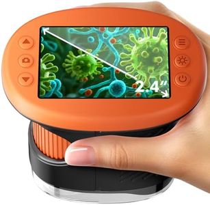 1000X Handheld Microscope for Kids, 4K 2.4" Screen Digital Kids Microscopes with 12 Slides, Portable Edu Toys Gifts for Age 3 4 5 6 7 8 9 10 11 12 Year Old Boys Girls Children Students(Orange)